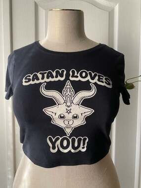 BlackCraft Cult Satan Loves You Baphomet Crop Top